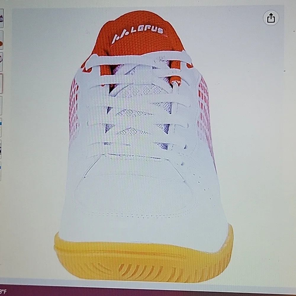 Lefus Pickleball Volleyball lightweight sneaker indoor court white red Sz 9…New